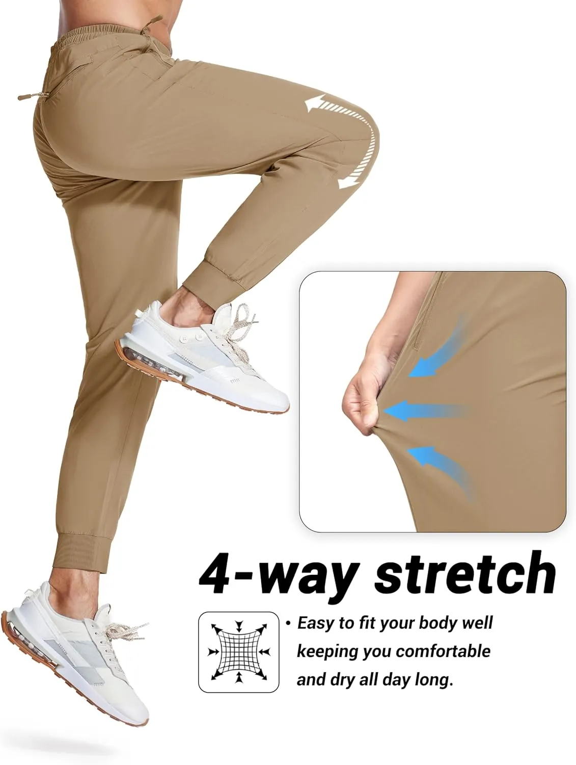 MAGCOMSEN Hiking Pants for Men Lightweight Athletic Pants Quick Dry with Zipper Pockets Running Track Workout Pants