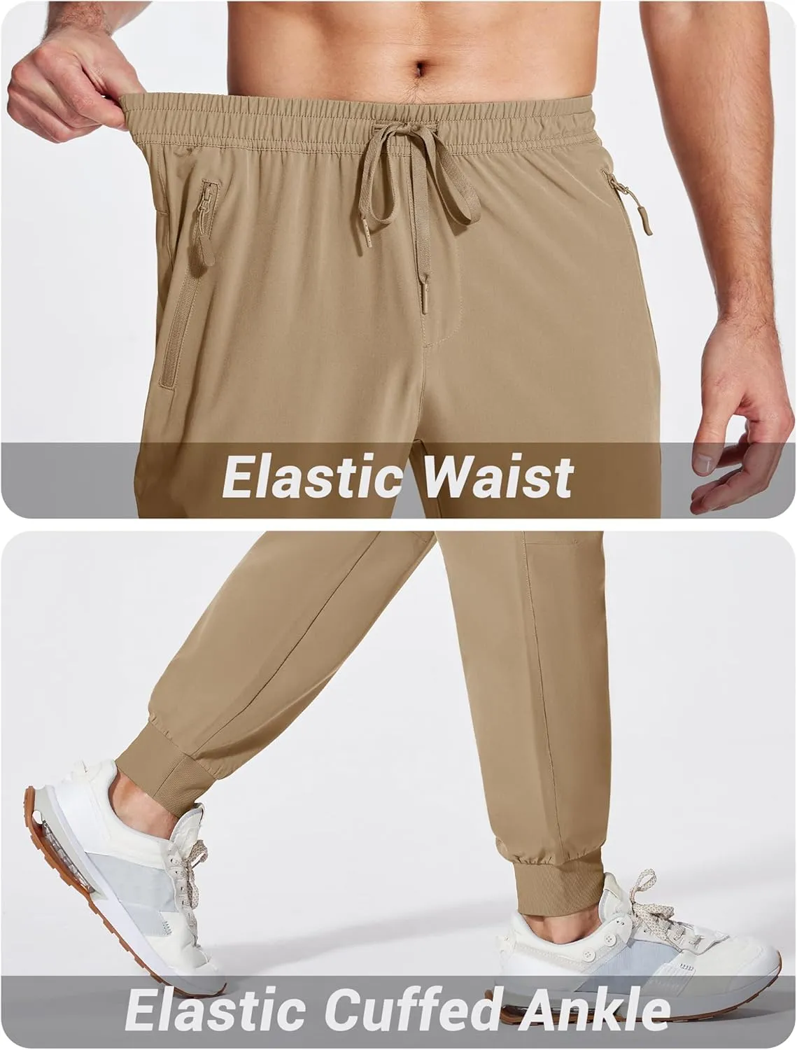 MAGCOMSEN Hiking Pants for Men Lightweight Athletic Pants Quick Dry with Zipper Pockets Running Track Workout Pants