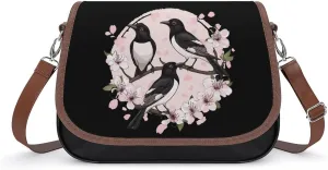 Magpie Birds On A Branch Crossbody Bags for Women Leather Tote Bag Handbag Purse for Work Travel