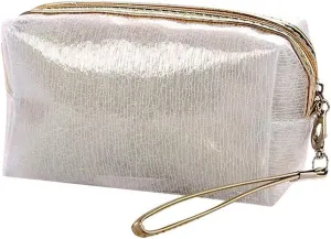 Makeup Large Capacity Cosmetic Toiletry Pouch for Travel Ladies Women Cosmetic Bag (Silver)