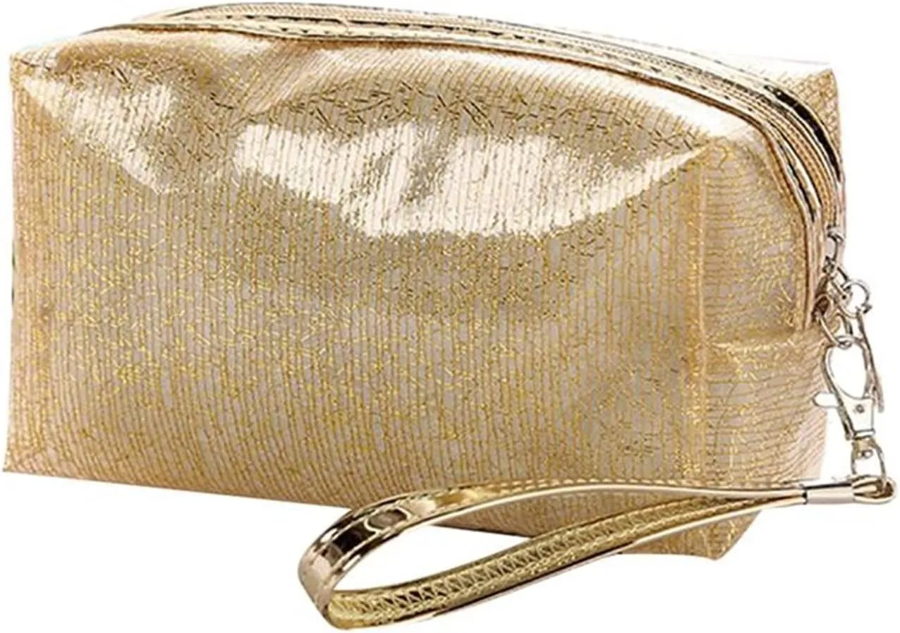 Makeup Large Capacity Cosmetic Toiletry Pouch for Travel Ladies Women Cosmetic Bag (Silver)