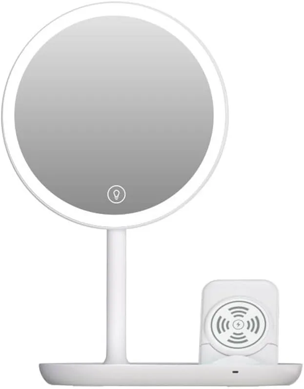Makeup Mirror Desktop Led Makeup Mirror with Light, Smart Dimming, Make-up Beauty Mirror, Wireless Charging Desktop Vanity Mirror Vanity Mirror