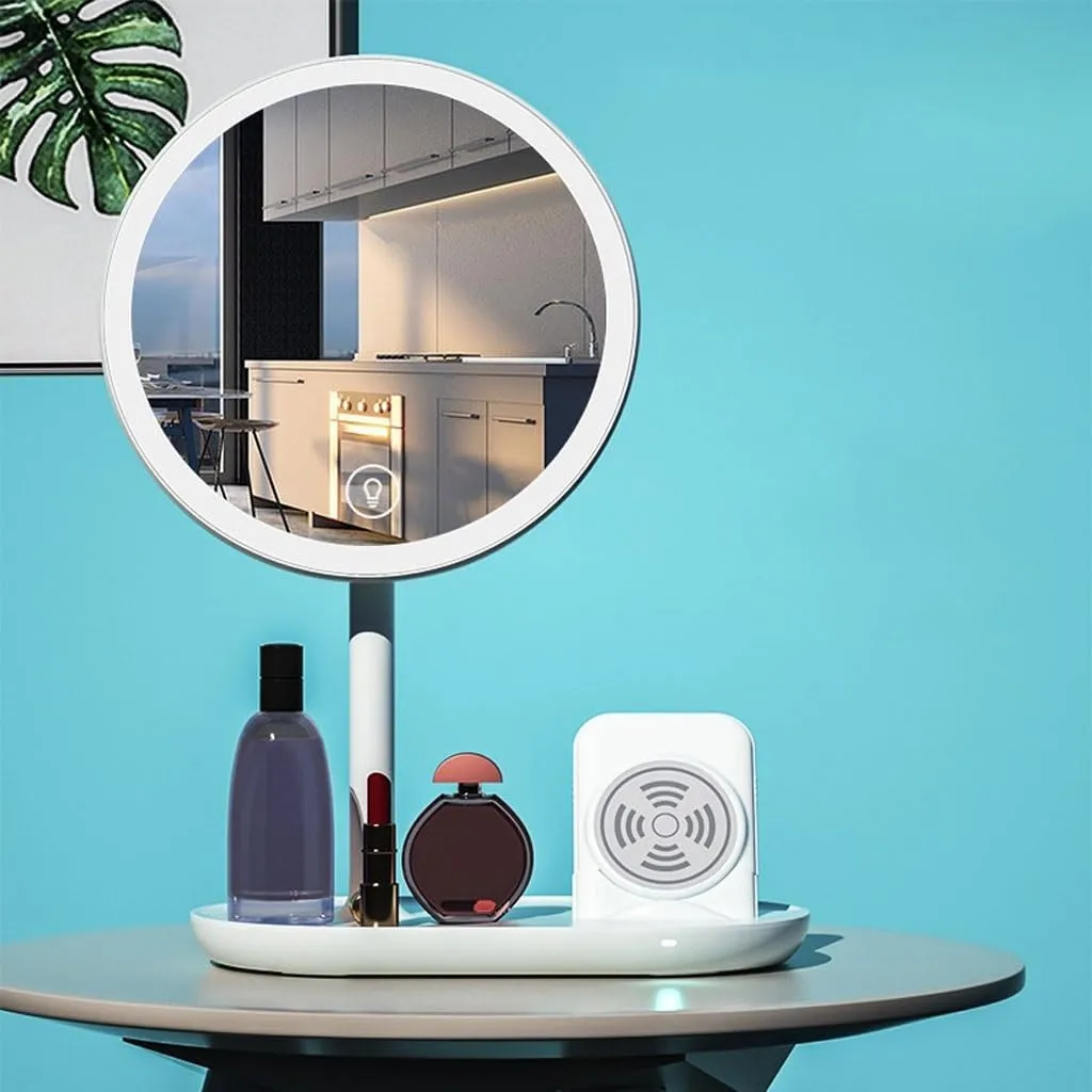 Makeup Mirror Desktop Led Makeup Mirror with Light, Smart Dimming, Make-up Beauty Mirror, Wireless Charging Desktop Vanity Mirror Vanity Mirror