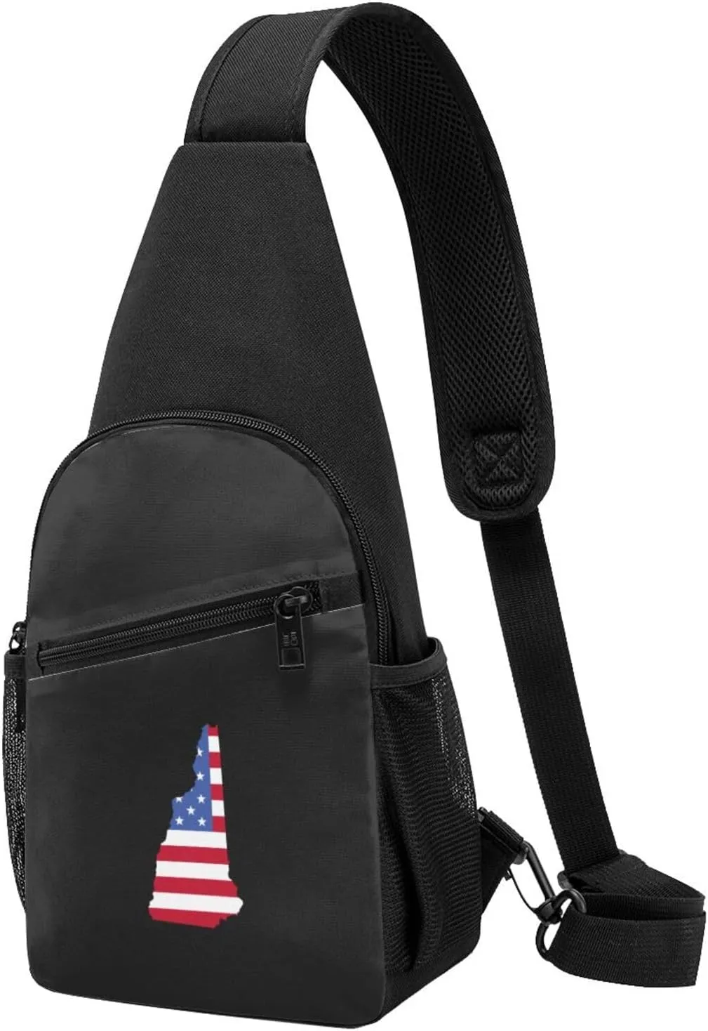 Map Of The State Of New Hampshire And American Unisex Chest Bag Lightweight Crossbody Shoulder Bag Travel Pocket