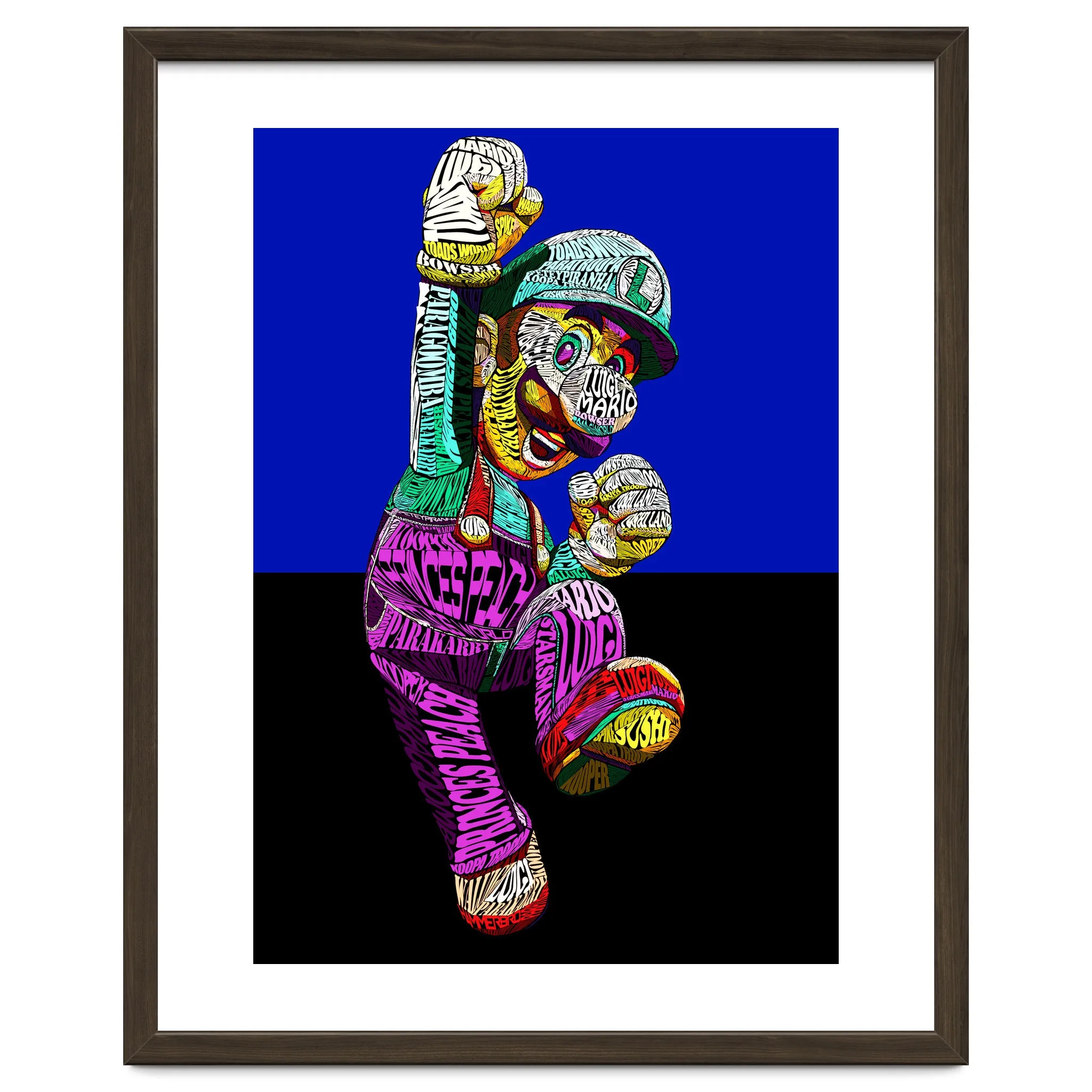 Mario Luigi Typo Style Cartoon Pop Art