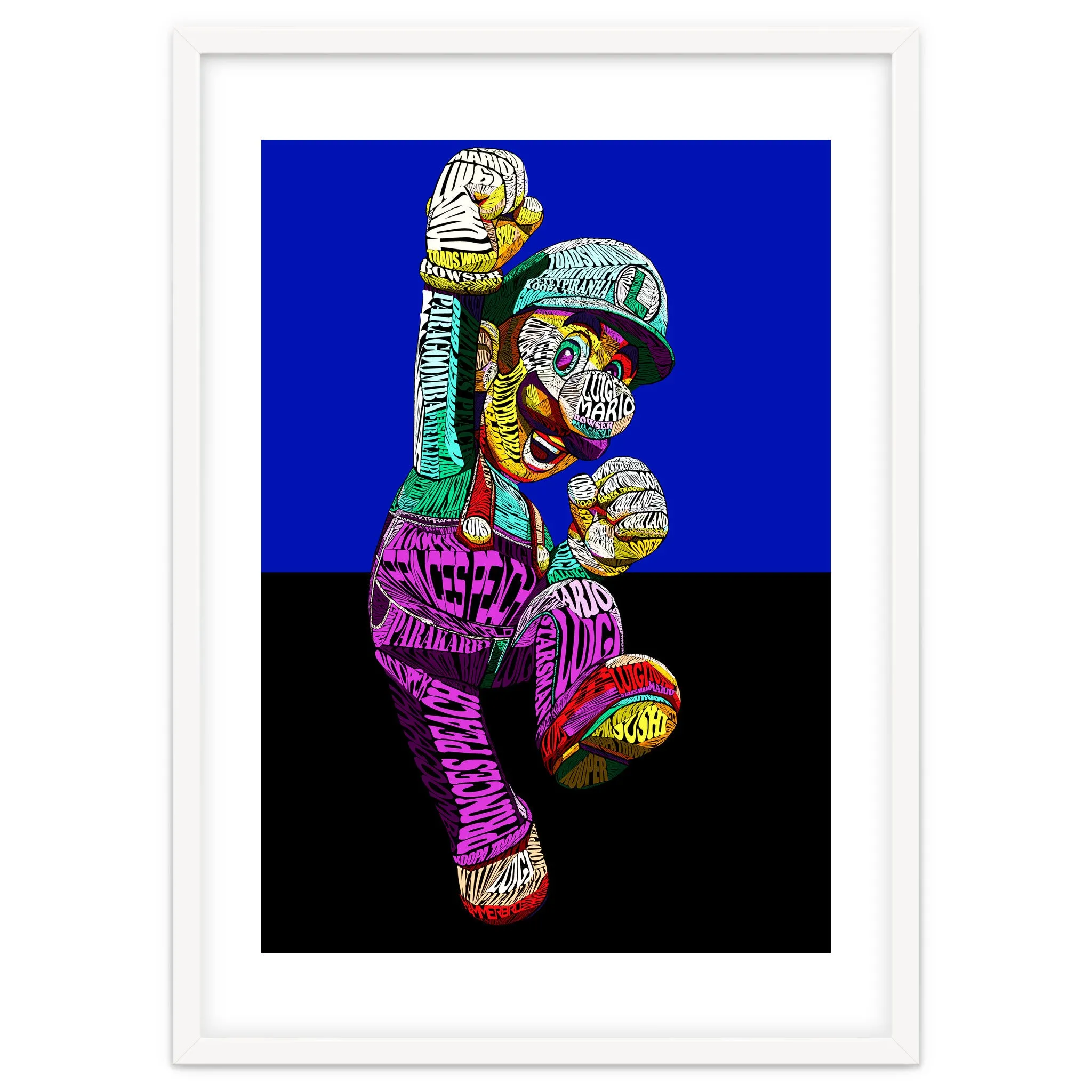 Mario Luigi Typo Style Cartoon Pop Art