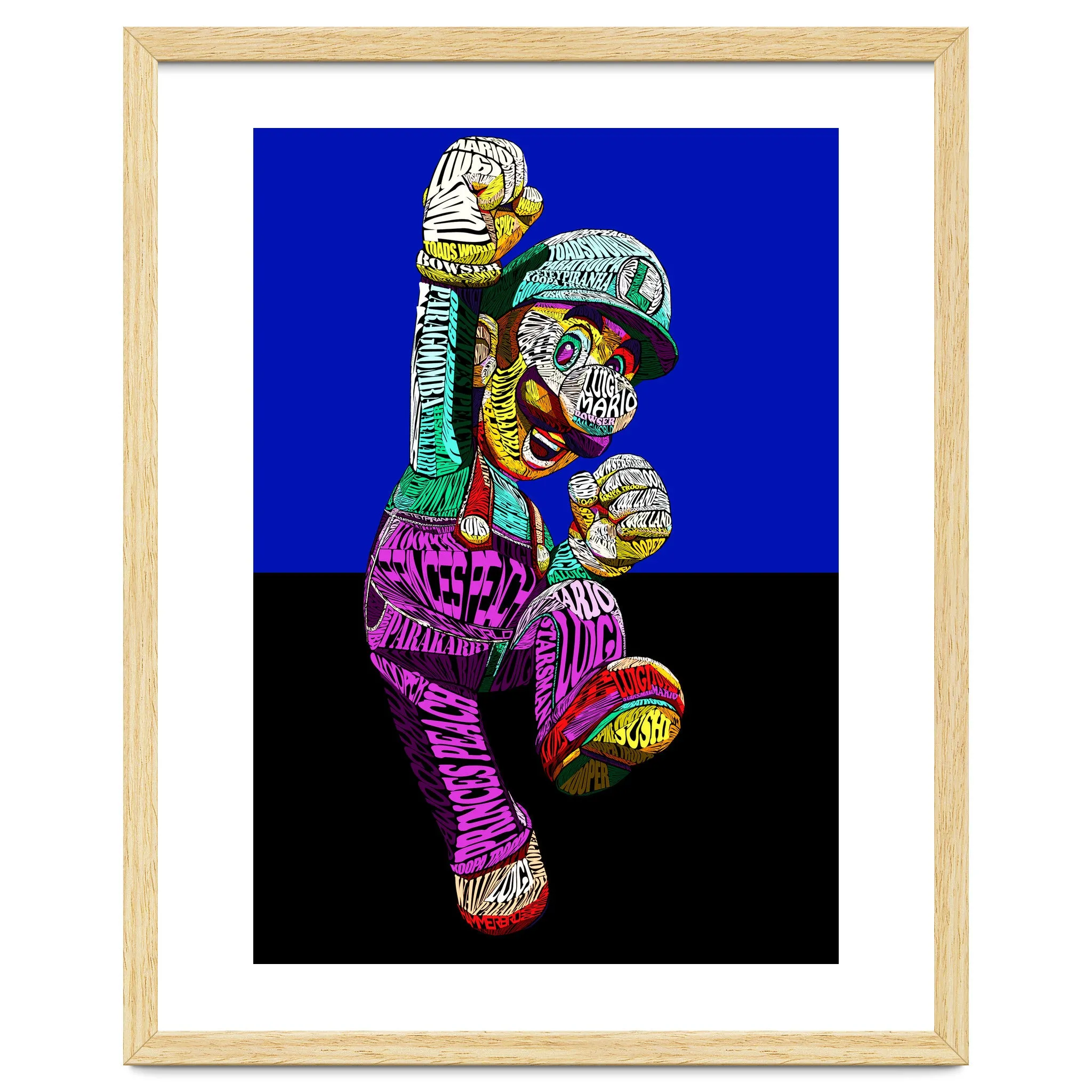 Mario Luigi Typo Style Cartoon Pop Art