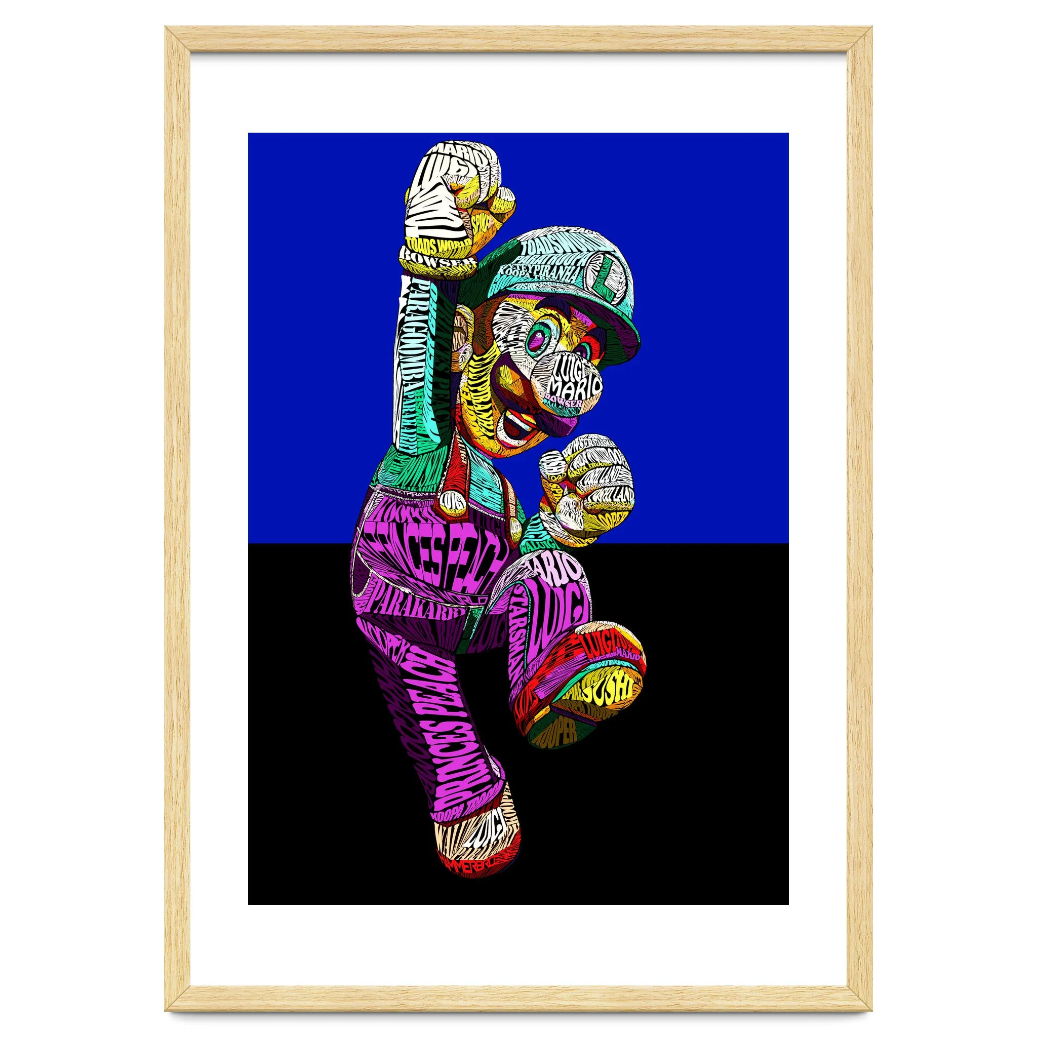 Mario Luigi Typo Style Cartoon Pop Art