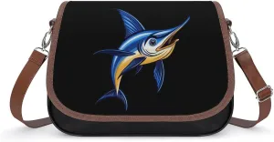 Marlin Swordfish Fish Crossbody Bags for Women Leather Tote Bag Handbag Purse for Work Travel