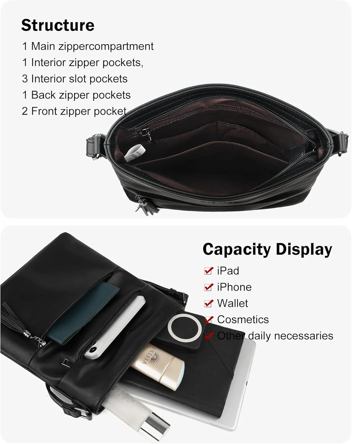 MASINTOR Crossbody Bags For Women, Stylish and Lightweight Shoulder Bag with Large Capacity, Crossbody Purse for Everyday Use