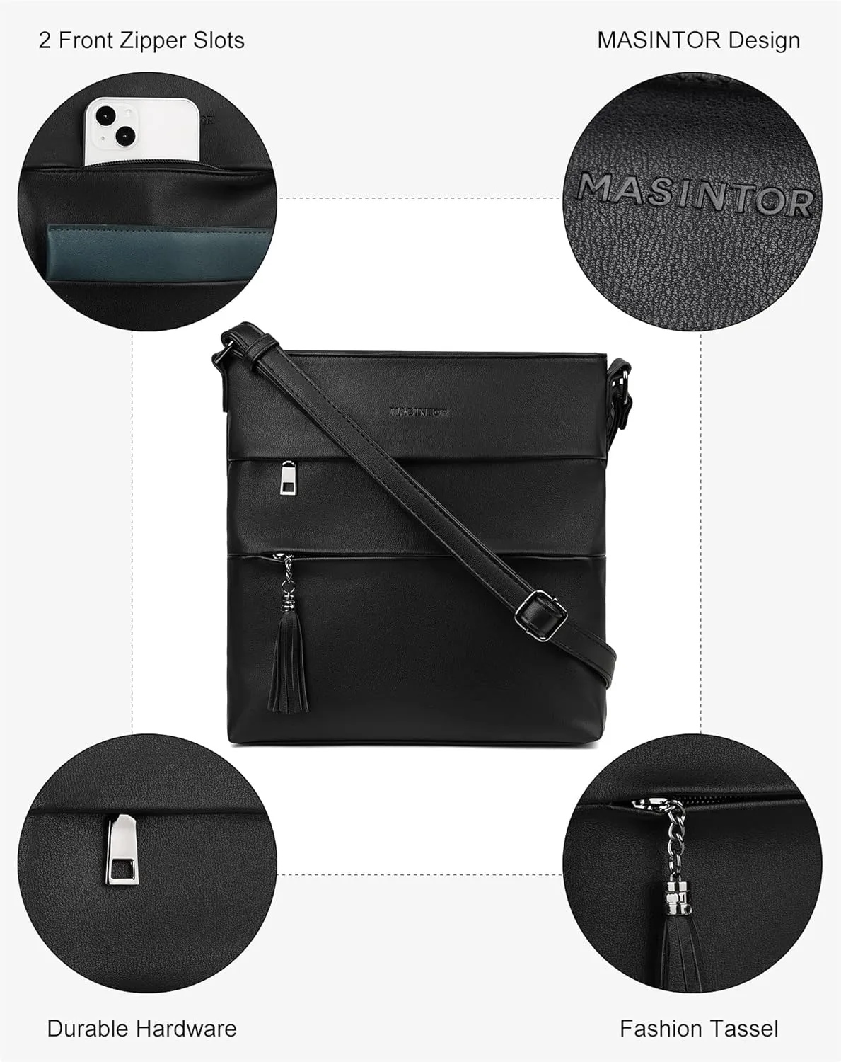MASINTOR Crossbody Bags For Women, Stylish and Lightweight Shoulder Bag with Large Capacity, Crossbody Purse for Everyday Use