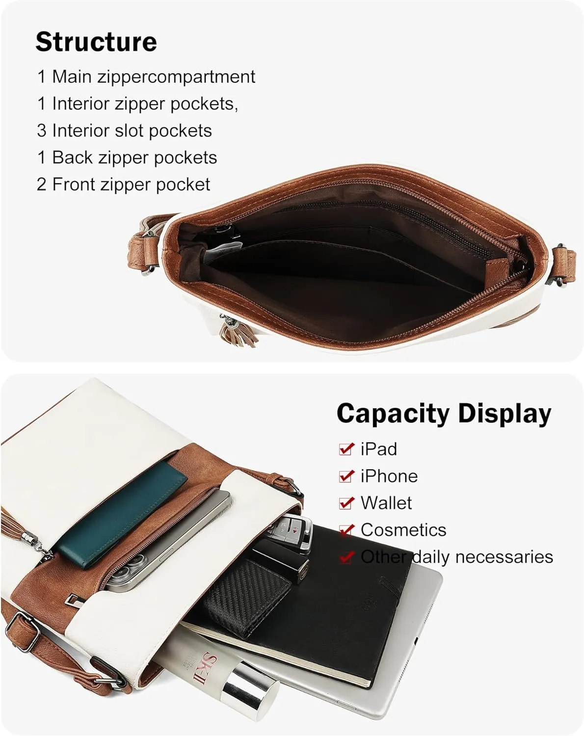 MASINTOR Crossbody Bags For Women, Stylish and Lightweight Shoulder Bag with Large Capacity, Crossbody Purse for Everyday Use