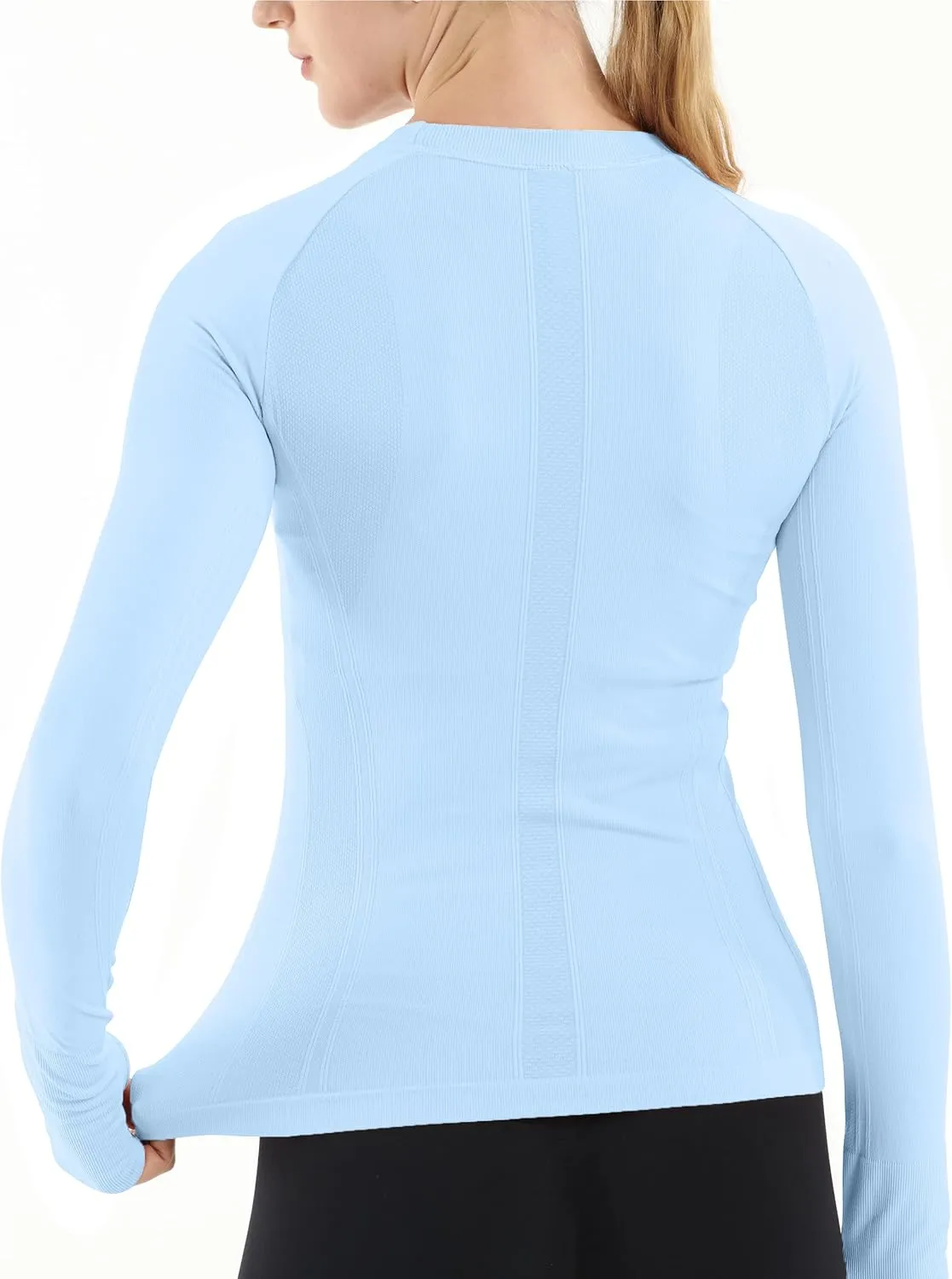MathCat Seamless Workout Shirts for Women Long Sleeve Yoga Tops Sports Running Shirt Breathable Athletic Top Slim Fit