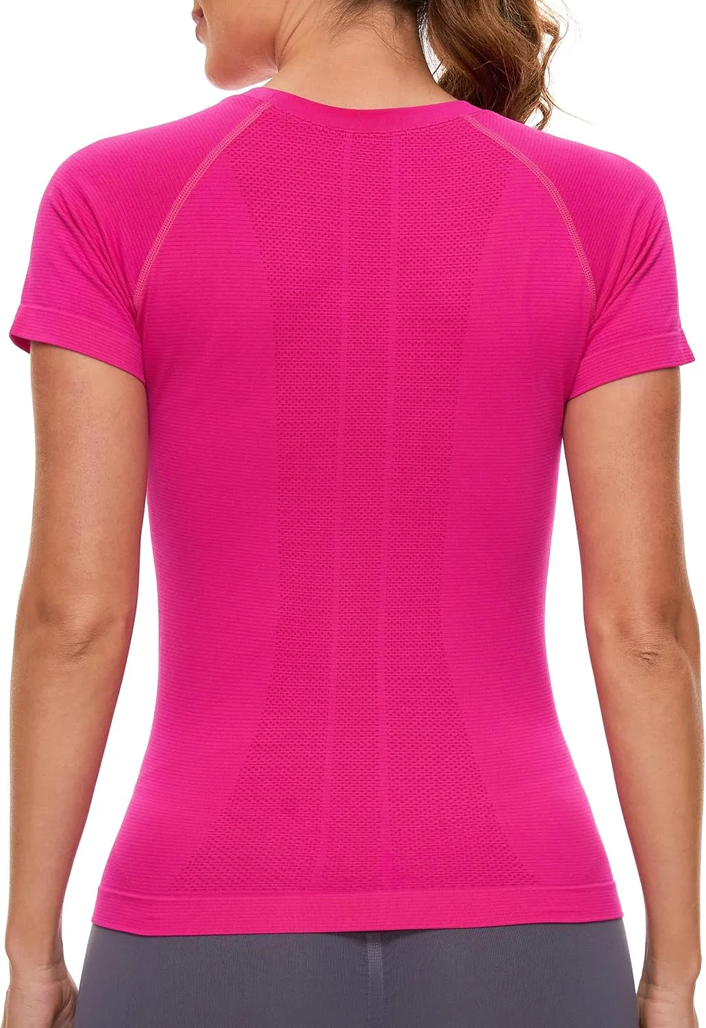 MathCat Workout Shirts for Women Short Sleeve Seamless Yoga Athletic Tees Sports Breathable Gym Athletic Tops