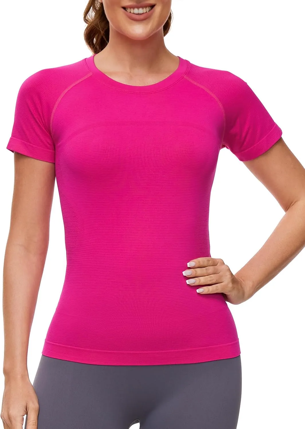 MathCat Workout Shirts for Women Short Sleeve Seamless Yoga Athletic Tees Sports Breathable Gym Athletic Tops