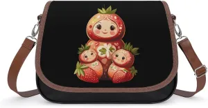 Matryoshka Russian Strawberry Nesting Doll Crossbody Bags for Women Leather Tote Bag Handbag Purse for Work Travel