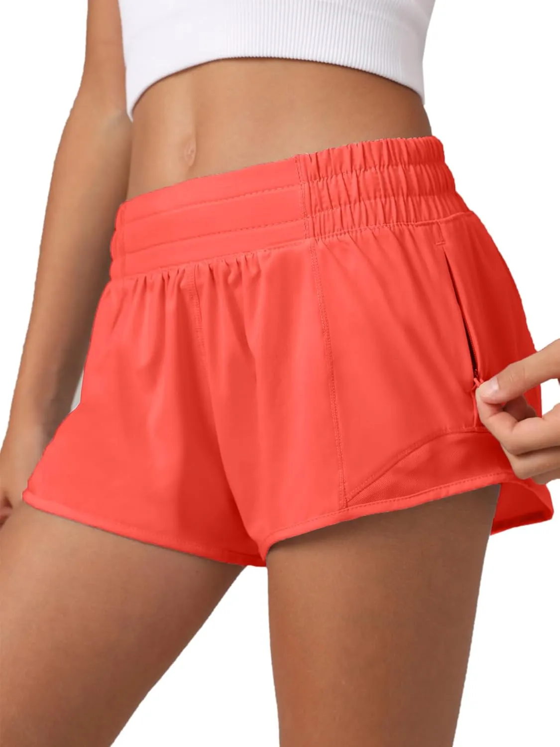 MCEDAR Girls Athletic Shorts with Liner, Quick-Dry Lightweight Active Workout Sports Running Shorts with Zip Pocket