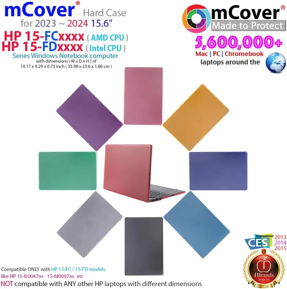 mCover Case Compatible ONLY for 2023-2024 15.6-inch HP Laptop 15-FCxxxx / 15-FDxxxx Series Windows Notebook PC (NOT Fitting Any Other HP Laptop Models) - Blue