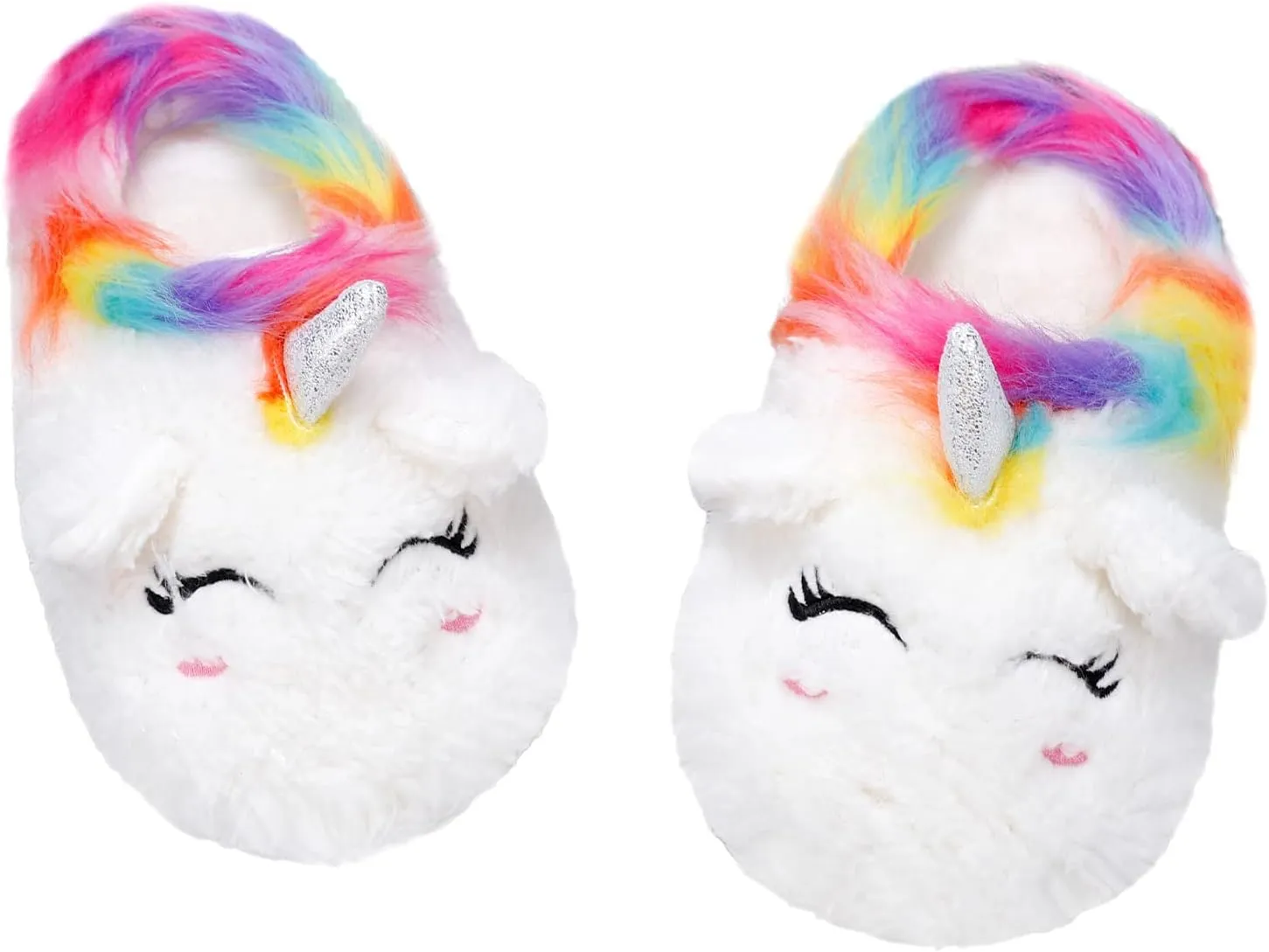 MEJORMEN Girls Unicorn House Slippers Cozy Plush Anti-Skid Indoor Outdoor House Shoes for Toddler Kid