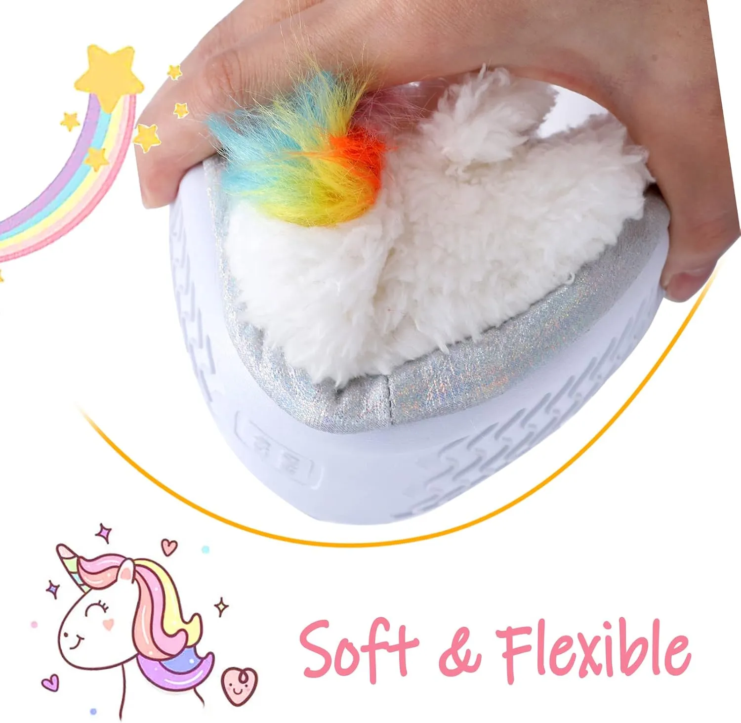 MEJORMEN Girls Unicorn House Slippers Cozy Plush Anti-Skid Indoor Outdoor House Shoes for Toddler Kid