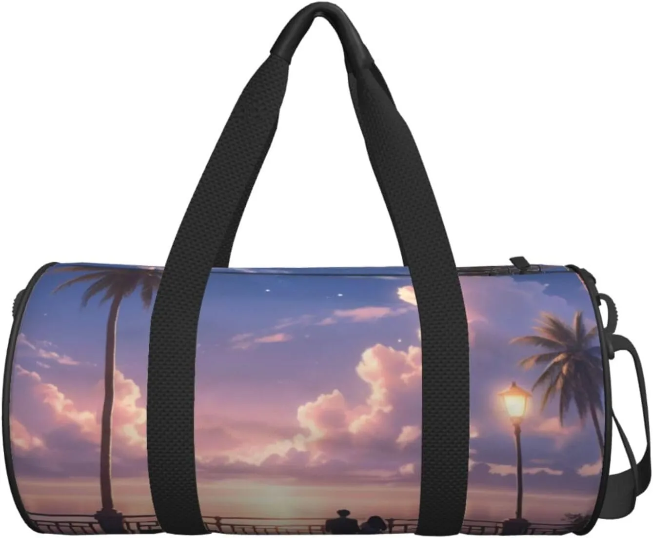 Melodic Moonlight Printed Travel Bag,Round Personal Item Storage bag,Foldie Duffel Bag for Traveling Vacation,Fitness,Sports