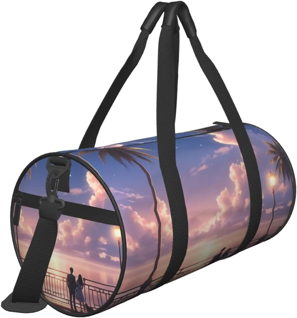 Melodic Moonlight Printed Travel Bag,Round Personal Item Storage bag,Foldie Duffel Bag for Traveling Vacation,Fitness,Sports