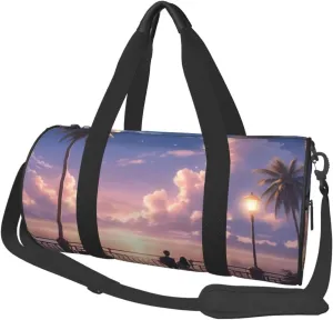 Melodic Moonlight Printed Travel Bag,Round Personal Item Storage bag,Foldie Duffel Bag for Traveling Vacation,Fitness,Sports