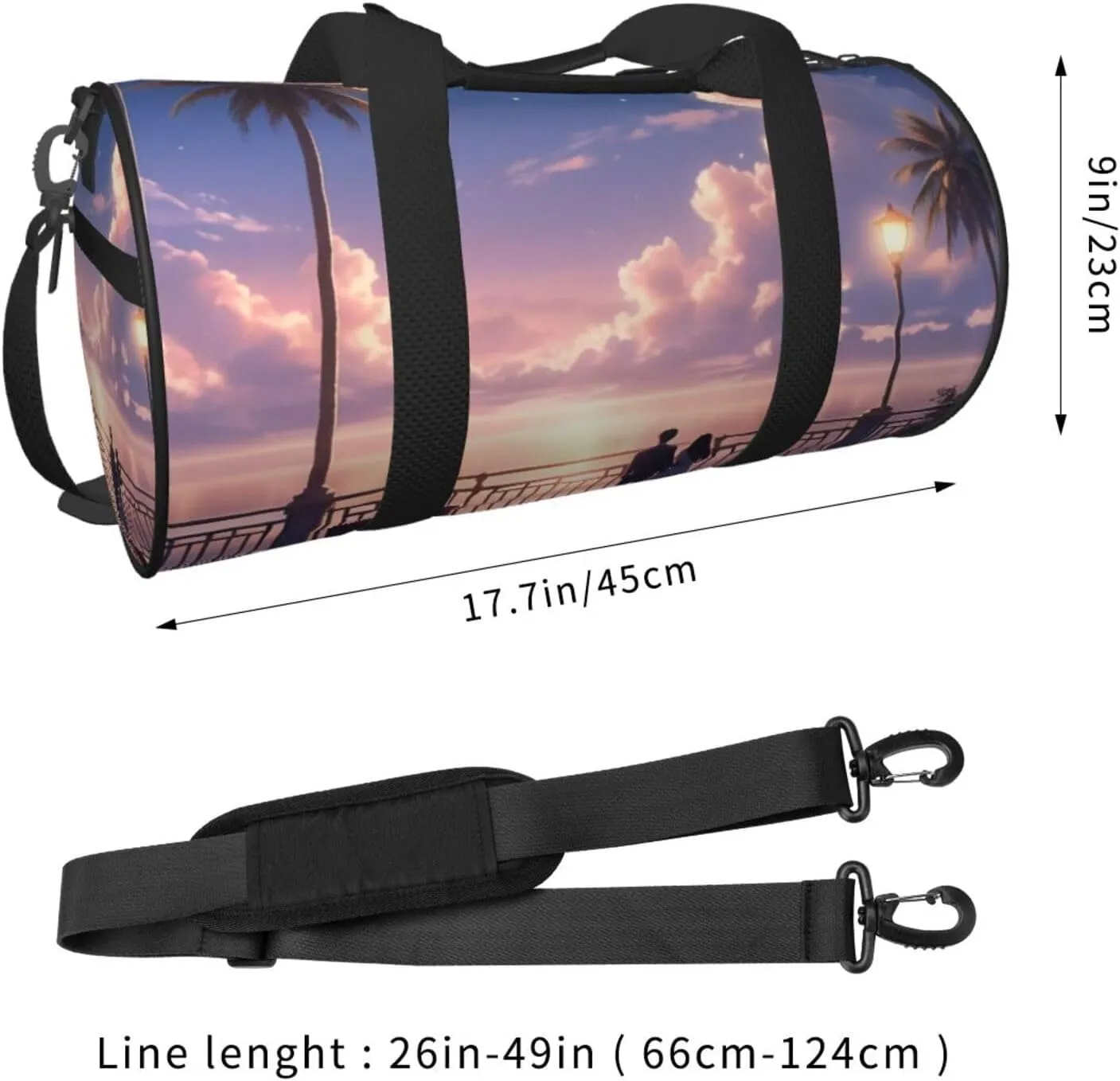 Melodic Moonlight Printed Travel Bag,Round Personal Item Storage bag,Foldie Duffel Bag for Traveling Vacation,Fitness,Sports