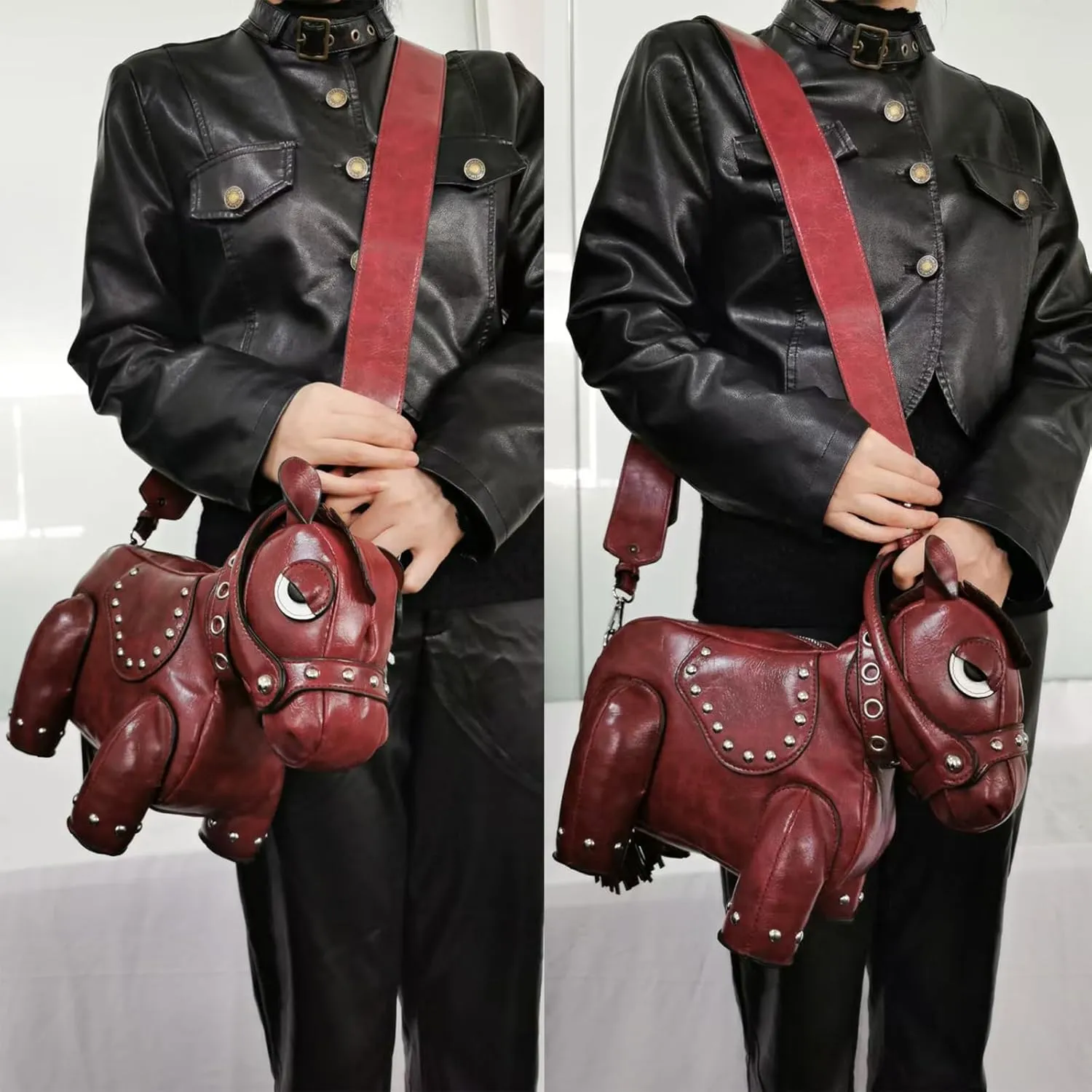 Men and Women Fun Horse Shaped Crossbody Shoulder Bag Handbag PVC Unique Novelty Horse Purse