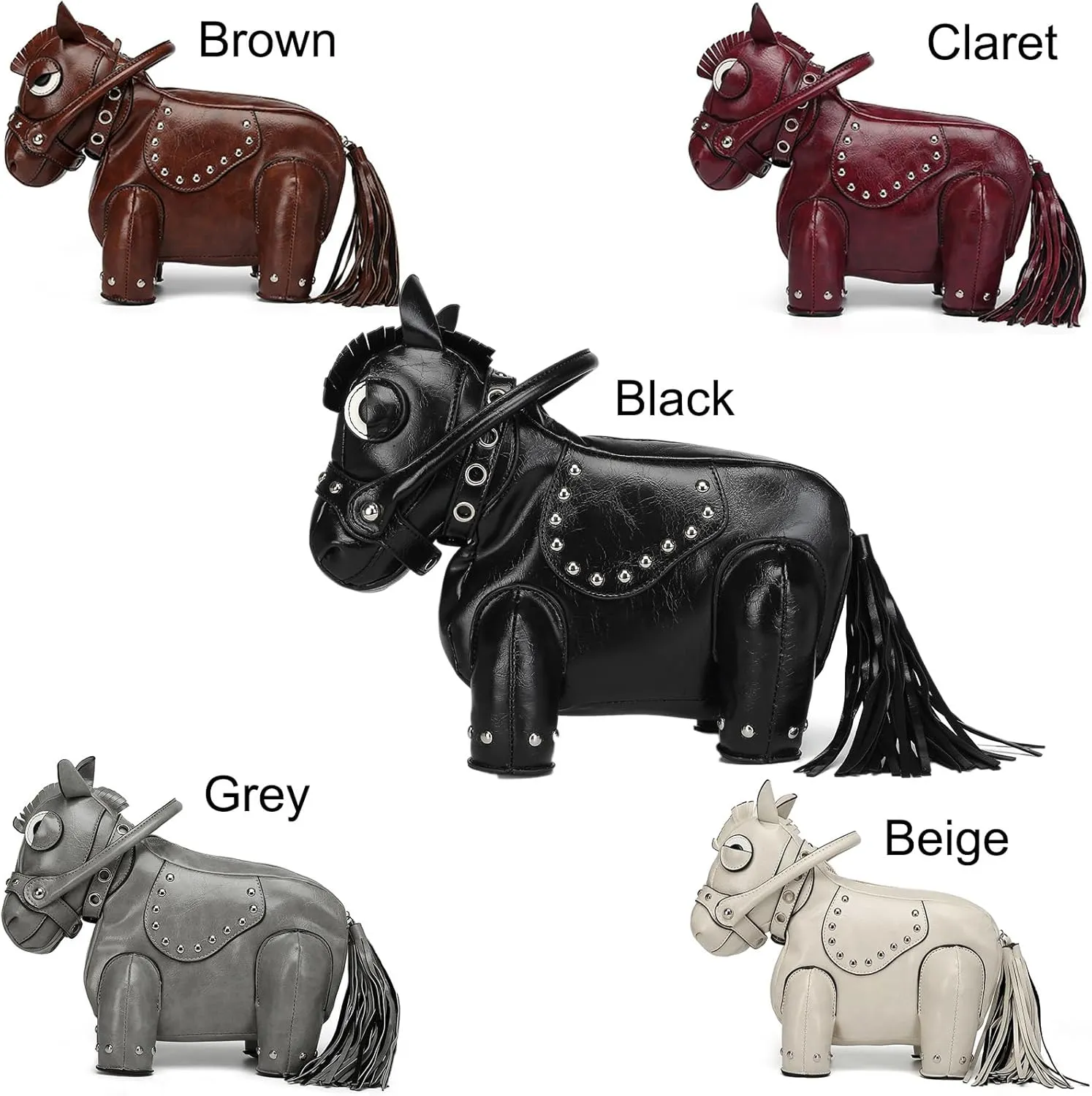 Men and Women Fun Horse Shaped Crossbody Shoulder Bag Handbag PVC Unique Novelty Horse Purse