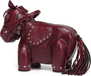 Men and Women Fun Horse Shaped Crossbody Shoulder Bag Handbag PVC Unique Novelty Horse Purse