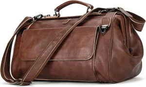 Men Leather Briefcase Single Shoulder Duffel Short Trip Travel Bag Men's And Women's Business Handbag Crossbody Bag