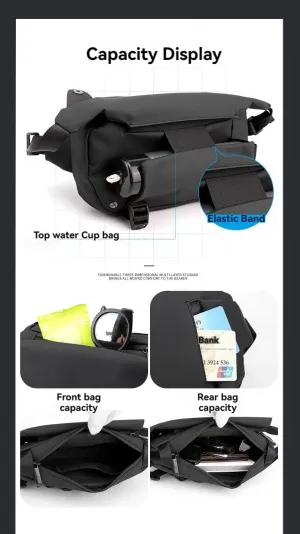 Men's Advanced Crossbody Bag Chest Bag Invisible Water Cup Bag Adjustable Strap Single Shoulder Waist Bag Travel Hiking Holder (grey)