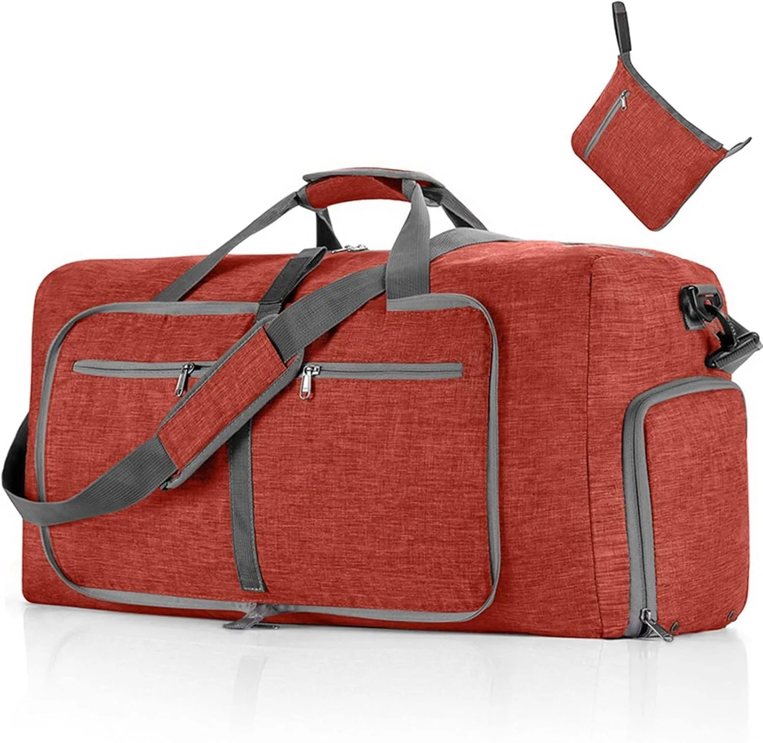Men's and Women's Foldable Large Capacity Sports Fitness Training Tote Backpack Large Yoga Organizer Shoe Compartment (Red)