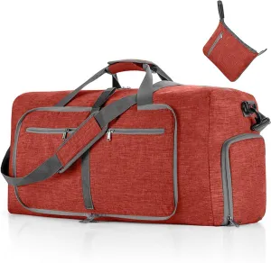 Men's and Women's Foldable Large Capacity Sports Fitness Training Tote Backpack Large Yoga Organizer Shoe Compartment (Red)