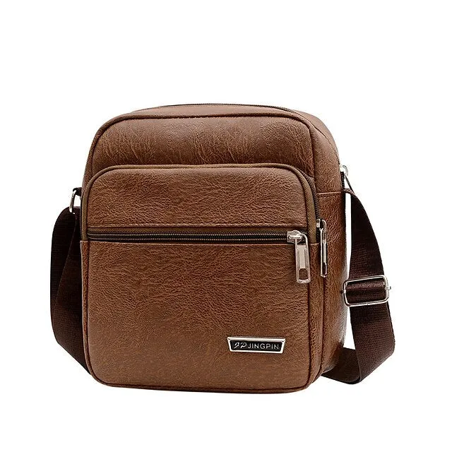 Men's Crossbody Bag Shoulder Bag Satchel PU Leather Outdoor Daily Holiday Buttons Zipper Large Capacity Waterproof Lightweight Solid Color Yellow brown Black Brown