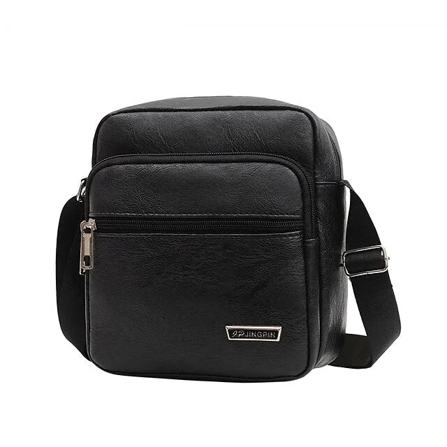 Men's Crossbody Bag Shoulder Bag Satchel PU Leather Outdoor Daily Holiday Buttons Zipper Large Capacity Waterproof Lightweight Solid Color Yellow brown Black Brown