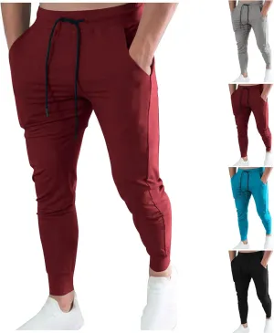 Mens Jogger Pants Slim Fit Drawstring Sports Sweatpants Athletic Fashion Breathable Gym Running Pants with Pocket