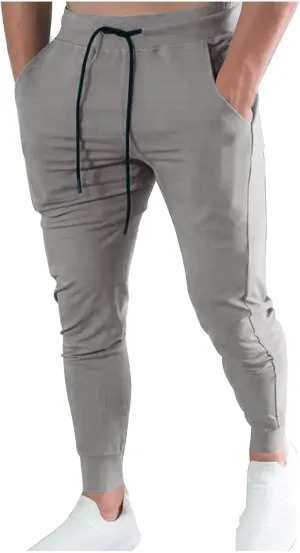 Mens Jogger Pants Slim Fit Drawstring Sports Sweatpants Athletic Fashion Breathable Gym Running Pants with Pocket