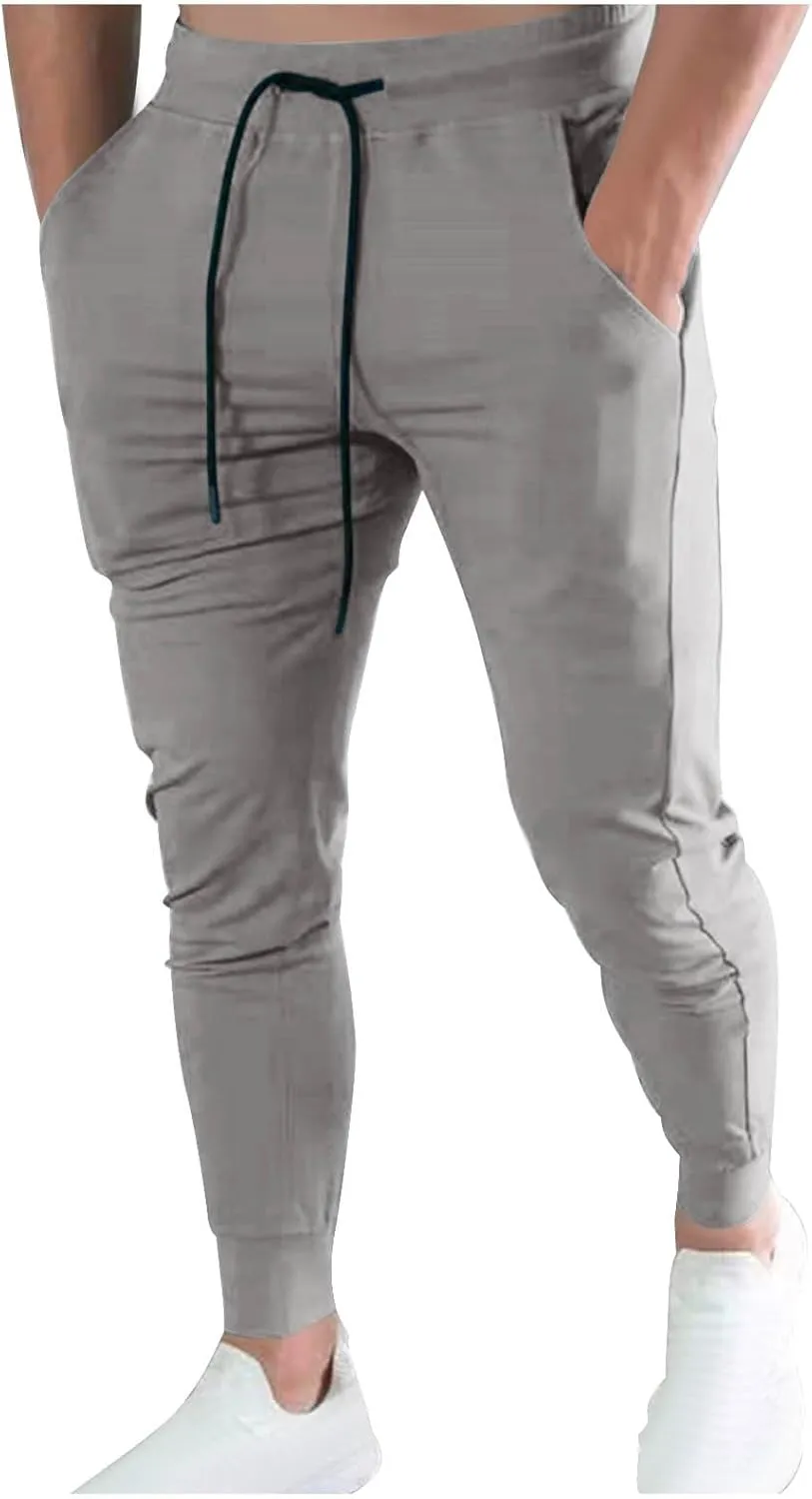 Mens Jogger Pants Slim Fit Drawstring Sports Sweatpants Athletic Fashion Breathable Gym Running Pants with Pocket