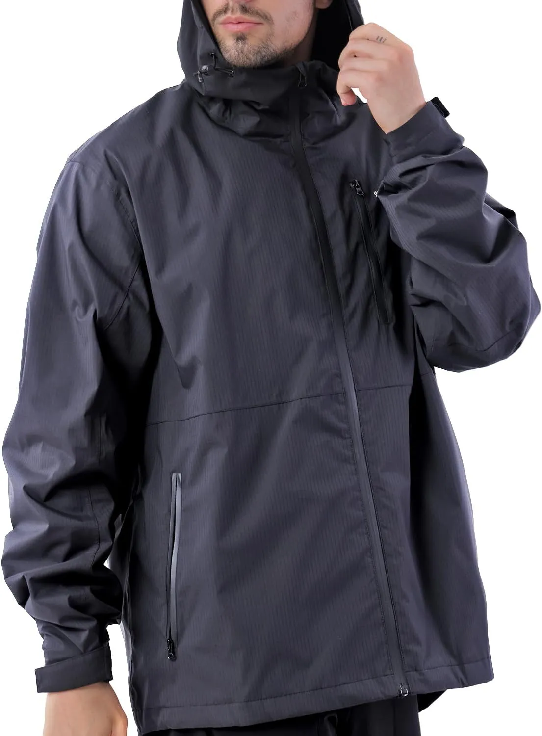 Men's Lightweight Waterproof Sports Zip Hoodie Rain Jacket, Cycling Windbreaker Pullover Coats, Breathable Coat
