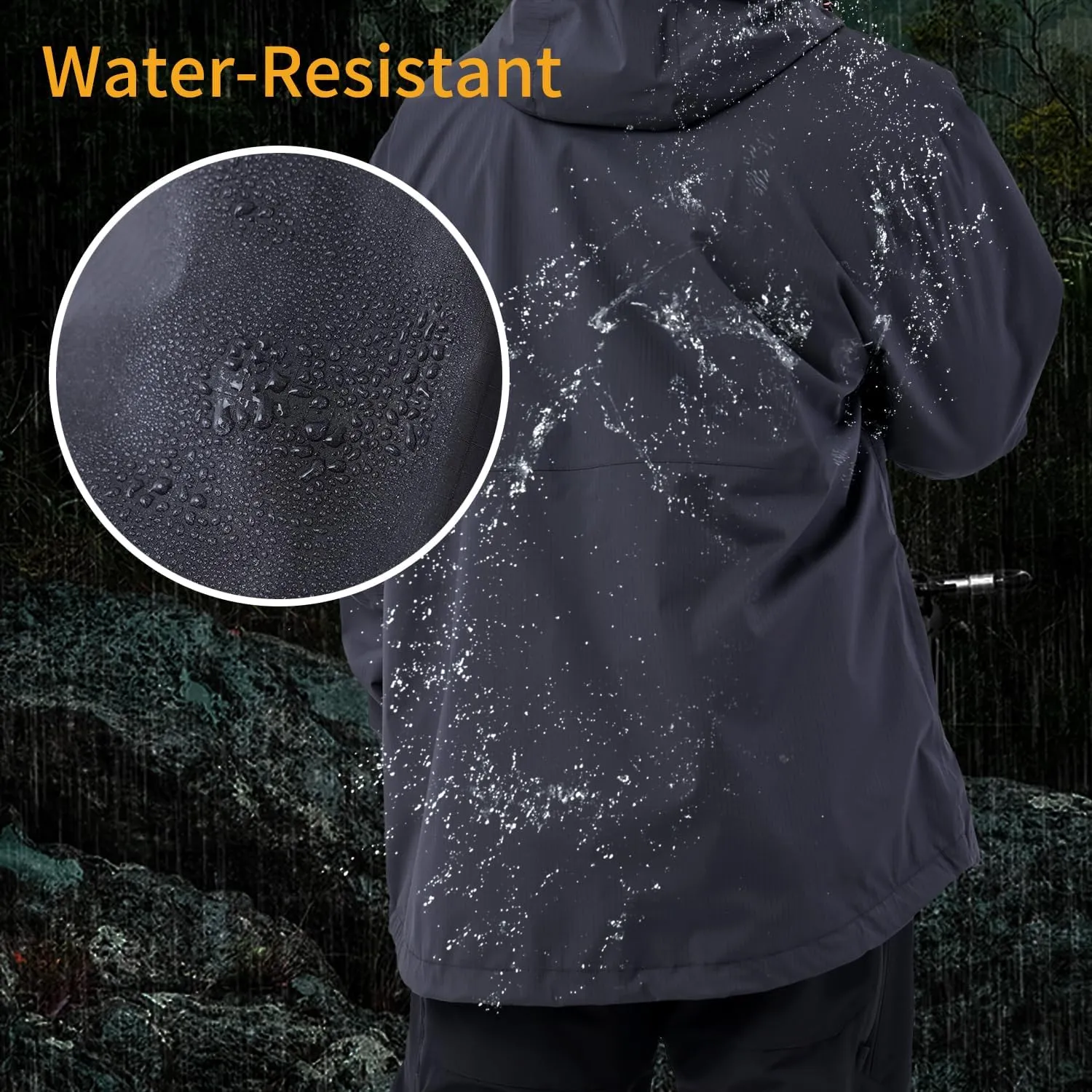 Men's Lightweight Waterproof Sports Zip Hoodie Rain Jacket, Cycling Windbreaker Pullover Coats, Breathable Coat