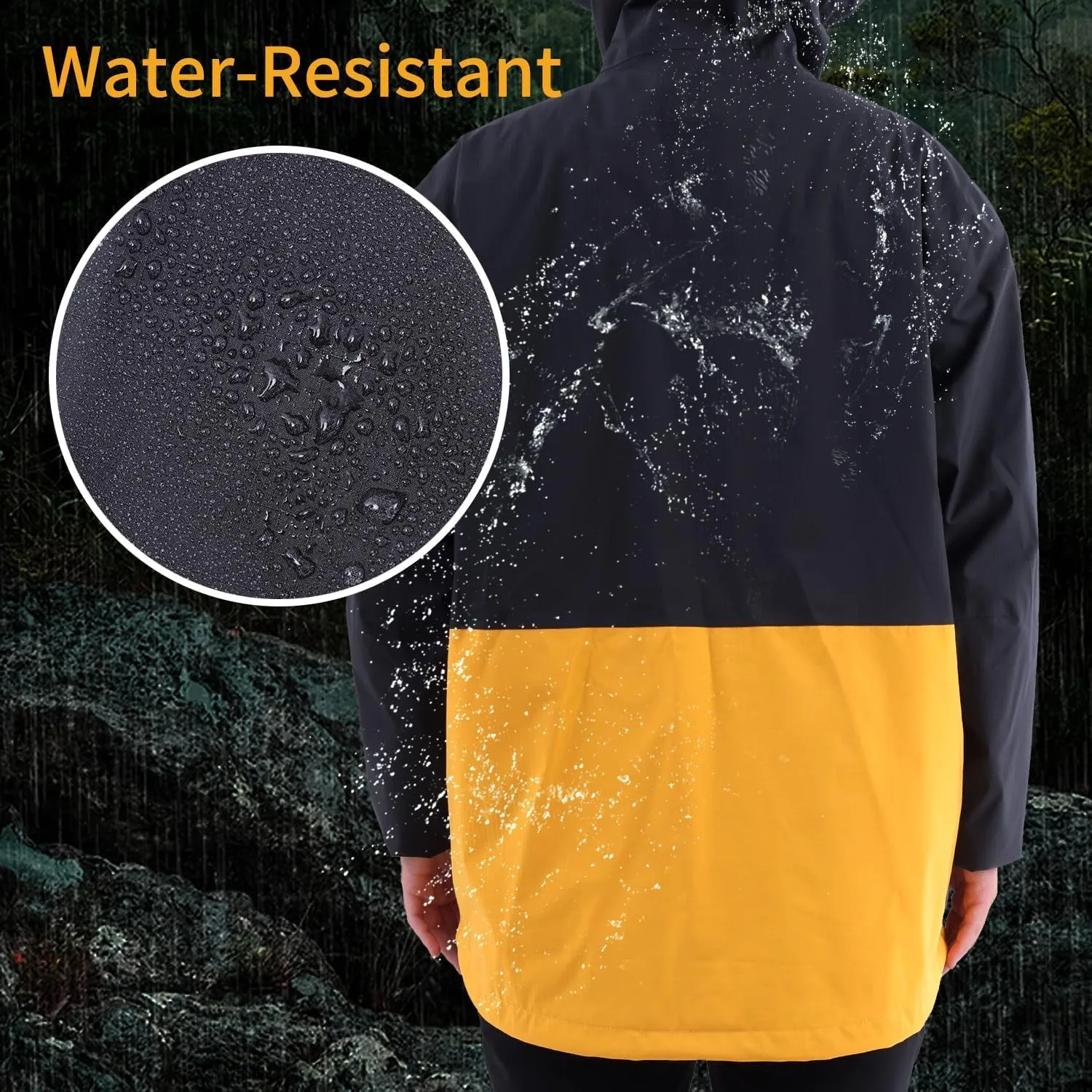 Men's Lightweight Waterproof Sports Zip Hoodie Rain Jacket, Cycling Windbreaker Pullover Coats, Breathable Coat