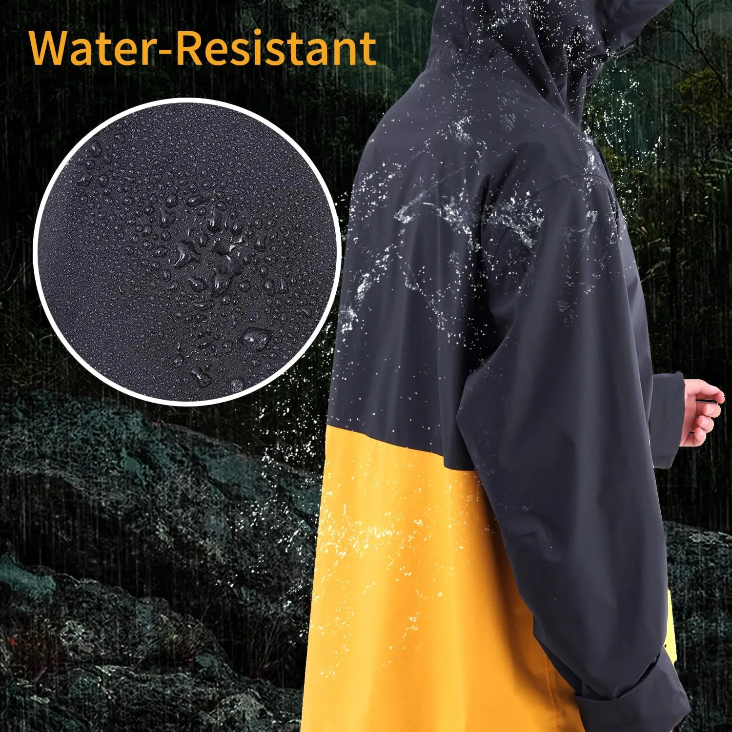 Men's Lightweight Waterproof Sports Zip Hoodie Rain Jacket, Cycling Windbreaker Pullover Coats, Breathable Coat