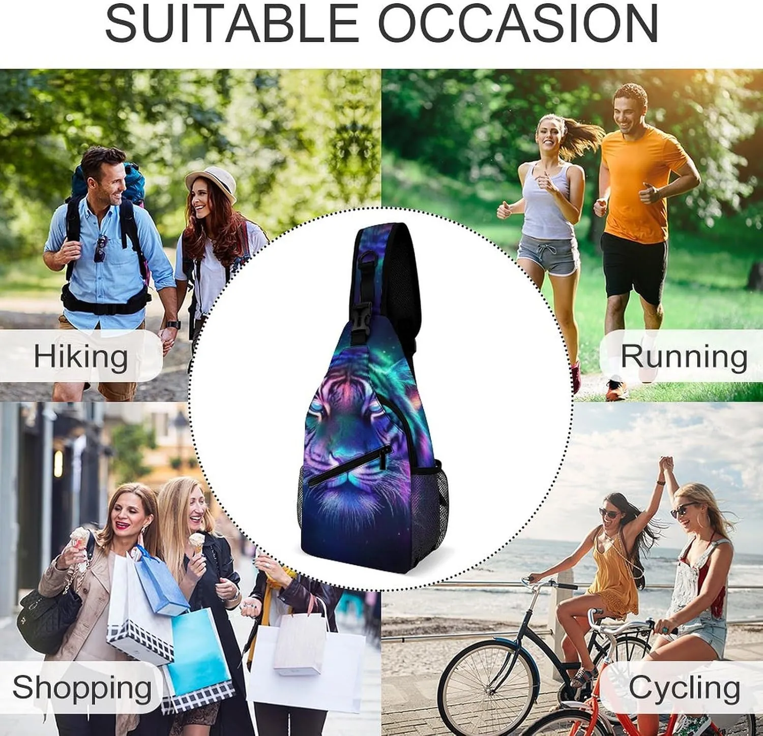 Mens Sling Bag with Adjustable Strap, Large Capacity Hiking Gym Chest Daypack Crossbody Shoulder Bag