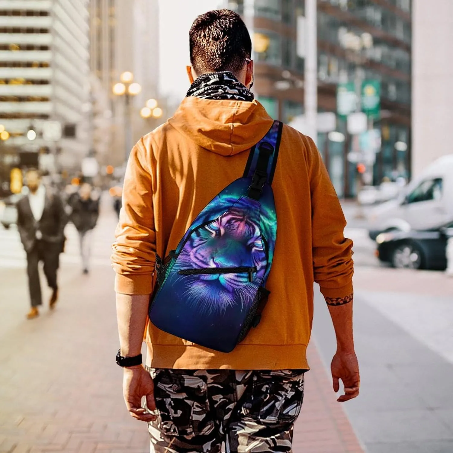 Mens Sling Bag with Adjustable Strap, Large Capacity Hiking Gym Chest Daypack Crossbody Shoulder Bag