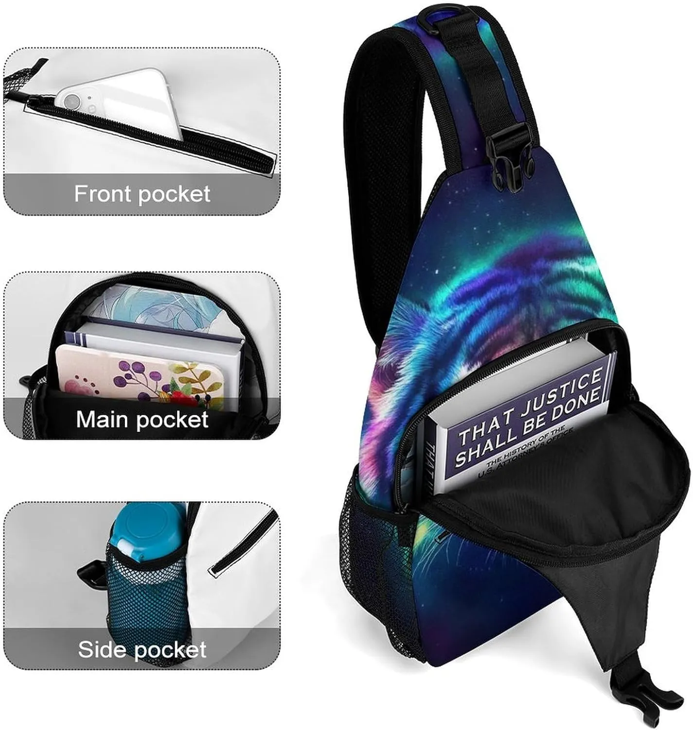 Mens Sling Bag with Adjustable Strap, Large Capacity Hiking Gym Chest Daypack Crossbody Shoulder Bag