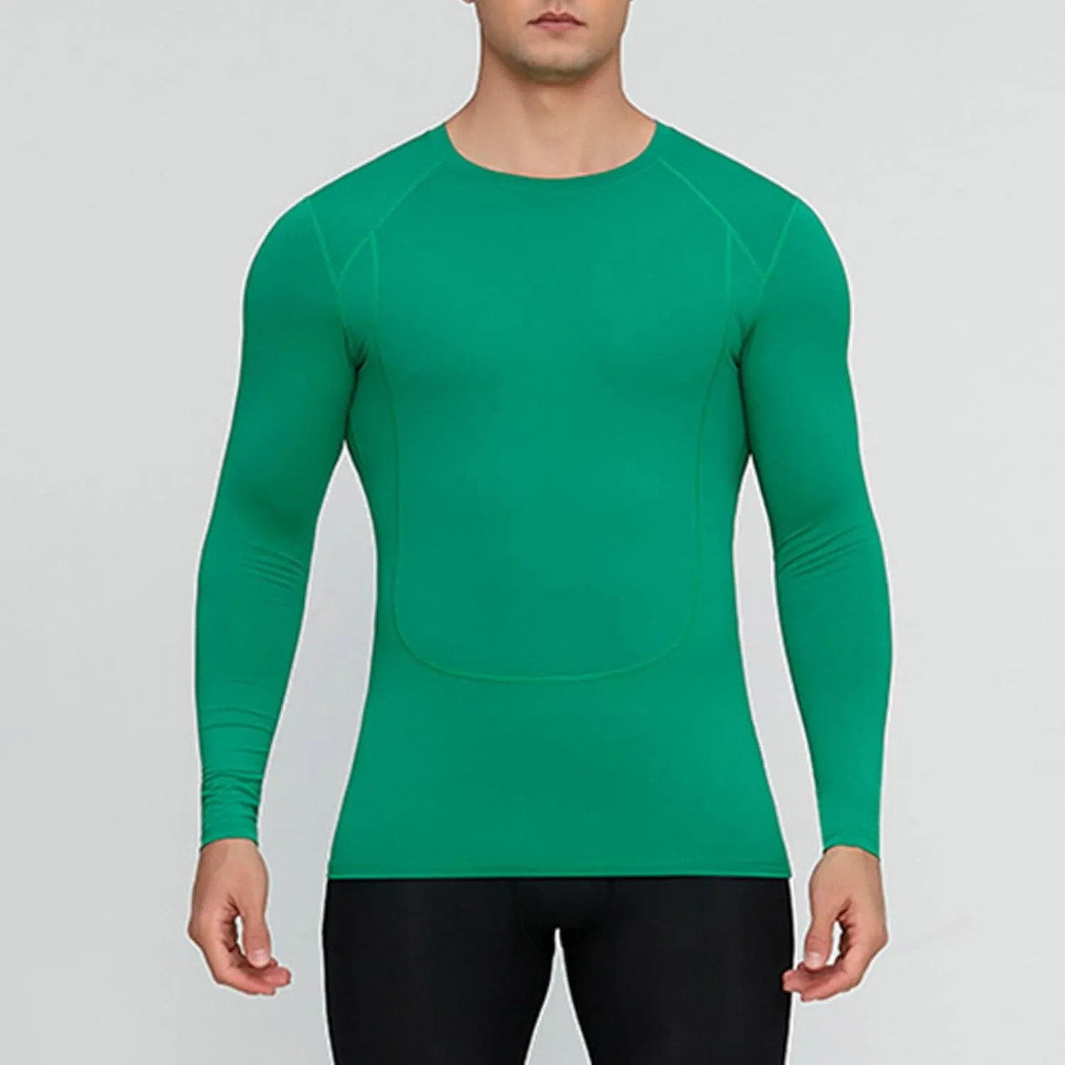 Mens Sports Shirts Slim Fit Crewneck Long Sleeve Casual Shirt Lightweight Running Training Gym Athletic Shirts