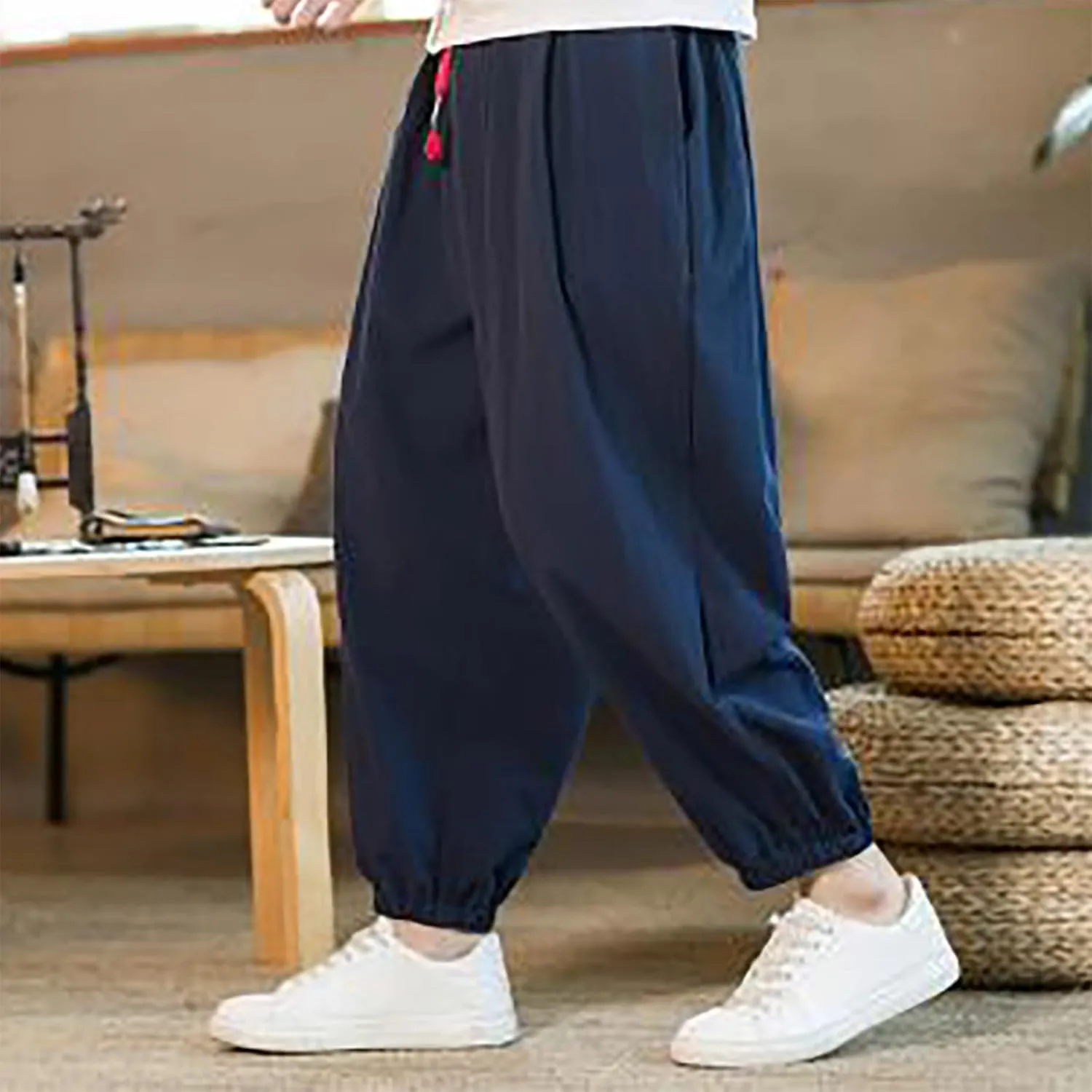 Mens Sweatpants Drawstring Lightweight Tapered Pant with Pockets Baggy Casual Joggers Athletic Running Gym Sports