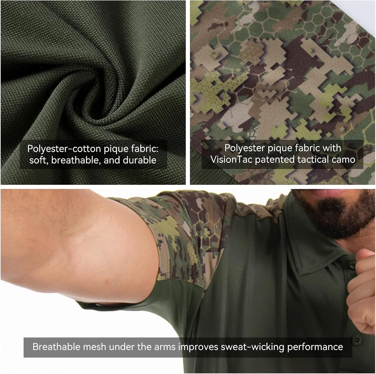Men's Tactical Polo Shirts Short Sleeve Athletic Golf Outdoor Lightweight Performance Sports Shirt